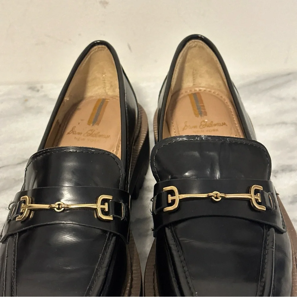 Sam Edelman Laura lug sole loafers gold buckle women’s size 6.5 Y2K